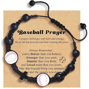 Leyung Football Baseball Basketball Soccer Volleyball Cross Bracelet, Gifts for Teens Boys Girls on Easter Christmas Birthday Graduation Valentines Day