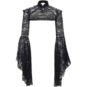 Gothic Bolero Shrug Tops Women Goth Bell Long Sleeve Crop Top