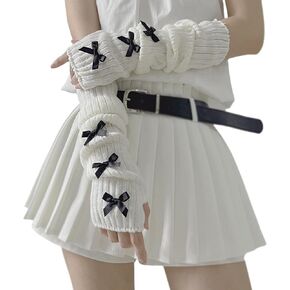 BOLLEY JOSS Long Sleeve Fingerless Gloves Cute Knit Arm Warmers with Thumb Holes for Girls Women in Kuwait