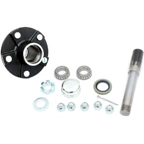 5-Bolt on 4-1/2" Circle Trailer Hub Assembly Kit,Includes (1) 1" Straight Spindle and Bearings