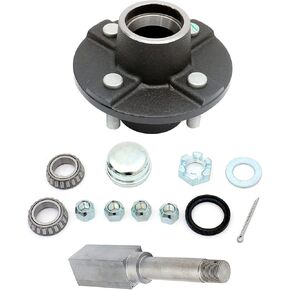 FKG Trailer Hub Spindle Kit 4 Bolt on 4" Circle Fit for 2,000 lb.axles 1-1/16 Inch Straight Spindles