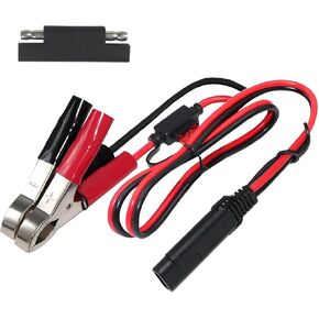 SAE إلى مشبك التمساح للبطارية - KUNCAN 1.5FT 12V SAE 2Pin كابل فصل سريع SAE إلى سلك مشبك البطارية 7.5A فيوز (عبوة واحدة)