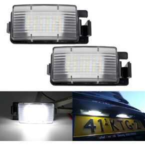 18SMD LED License Plate Light Assembly Compatible with Nissan 370Z 350Z GTR Versa Cube Leaf & Infiniti G37 G35 G25 Q40 Q60 Xenon White (Pack of 2PCS)