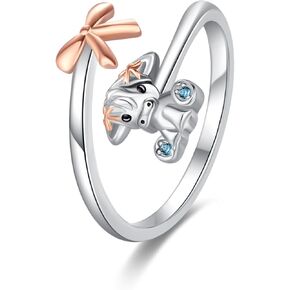 Highland Cow Ring 925 Sterling Silve Scottish Cow Ring Animal Highland Cow Open Ring Jewelry Birthday Gift (Rose Gold)