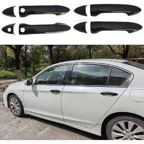 غطاء مقبض الباب الخارجي باللون الأسود اللامع لسيارة Honda Accord سيدان ملحقات 2013 2014 2015 2016 2017 بدون ثقب المفتاح الذكي
