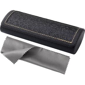 Vemiss Hard Shell Glasses Case, Portable Eyeglasses Case with Cleaning Cloth for Men Women