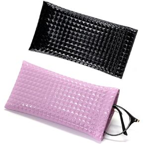 عبوتان من حافظة النظارات المحمولة ذات الضغط العلوي - حافظة نظارات شمسية ناعمة من جلد البولي يوريثان سهلة الاستخدام وحامل حقيبة للنظارات in Kuwait