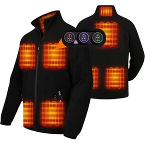 ARRIS Men's Heated Fleece Jacket with Battery, Electric Heating Coat Full Zip with Hand Warmer