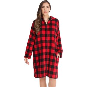 Just Love Plush Zipper Lounger Printed Short Robe