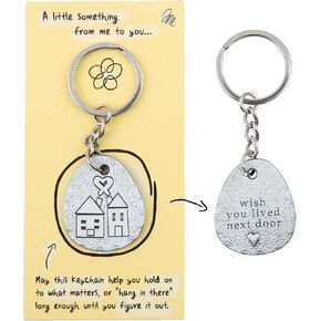 A Small Reminder of Big Friendship: "Wish You Lived Next Door" Keychain for Your Best Friend | Thoughtful Christmas, Birthday Gift for Women, BFF, Mom, Sister, Long-Distance Friends, Farewell Gift