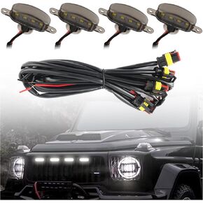 4in1 Grill Lights for Trucks with Wiring Harness Kit,Soft Amber Led Lights for Front Truck Grill Flush Mounting,Truck Grill Lights with Lenses Compatible with Ford F150 F250 F350 (Amber)