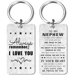 Gezxin Valentines Day Gifts for Nephew- To My Nephew Birthday Father's Day Keychain- Nephew Easter Graduation from Aunt