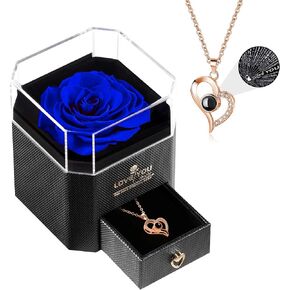 WILDLOVE Womens Gifts for Christmas, Preserved Real Purple Rose with Necklace, Stocking Stuffers for Women, Xmas Gift Ideas for Mom Grandma Wife Girlfriend, Anniversary Birthday Gifts for Women
