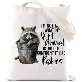 ENSIANTH Raccoon Gift Trash Panda Gift Raccoon Themed Tote Bag Spirit Animal Has Rabies Raccoon Gifts Animal Lover Gift