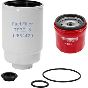 Diesel 6.6L Duramax Filter Kit Compatible with 2001-2016 Chevy Silverado/GMC Sierra 2500 3500 HD Engine. Fuel/Oil/Transmission Filters Replaces# TP3018, PF2232, 29539579
