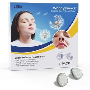 WoodyKnows Super-Defense Nasal Filters, Seasonal Allergies and Industrial Pollution aid, Public Transportation and pet Grooming Protection (Trial, Narrow, S/M/L/XL)