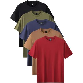 5 Pcs Men's Short Sleeve Tees, Assorted Colors, Versatile for Year-Round Wear