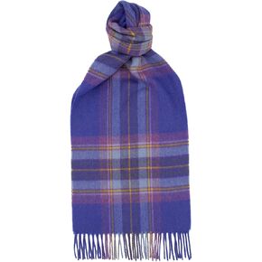 100% Cashmere Scarf 64.9X9.8IN Classic Check Brushed Purple Lil Ye - Made In Scotland
