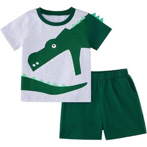 SYNPOS Toddler Boy Clothes Boys Summer Outfits Cotton Short Sleeve T-Shirt & Shorts Set