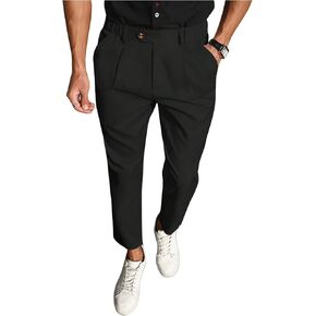 Floerns Men's Straight Leg Dress Pants Tapered Pleated Business Work Pants