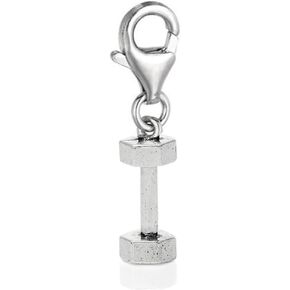 Sexy Sparkles Charm for Bracelets or Necklace – Barbell Weight Dumbbell Design with Lobster Clasp, Zinc Metal Alloy, Clip-On Pendant for Fitness Lovers, One Charm