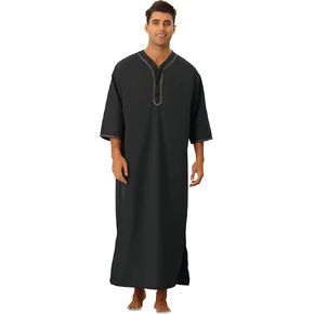 Lars Amadeus Loose Fit Nightshirt for Men's Short Sleeves Button Nightgown Loungewear Nightwear