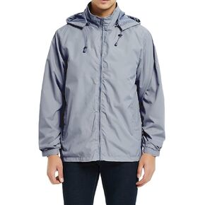 SNOW DREAMS Mens Rain Jacket Water Resistant Raincoat Lightweight Windbreaker Hooded Outerwear for Hiking Travel