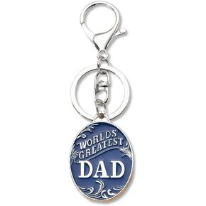 Dad Keychains Fathers Day Birthday Gifts for Men Dads Christmas Retirement Gifts from Daughter Son Daddy Papa Engraved Car Keychain Key Chain Rings for Worlds Greatest Dad Gifts Navy Blue Keychains