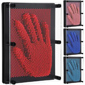 Jenaai 4 Pack 3D Pin Art Large 6 x 8 Inches Pin Art Board Sensory Pin Push Toy Colorful Plastic Pin Art Palm Board Push Pin Toy for Girls Boys Gifts Fidget Toys(Red, Dark Blue, Light Blue, Pink)