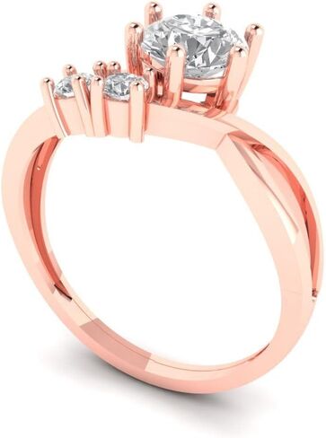 Clara Pucci 0.96 ct Round Cut White Sapphire 18K Yellow Gold Three-Stone Wedding Engagement Bridal Promise Ring in Saudi Arabia