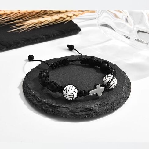 Leyung Football Baseball Basketball Soccer Volleyball Cross Bracelet, Gifts for Teens Boys Girls on Easter Christmas Birthday Graduation Valentines Day in Kuwait