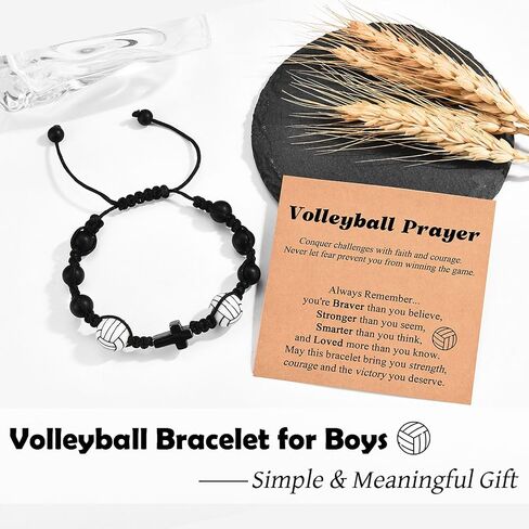 Leyung Football Baseball Basketball Soccer Volleyball Cross Bracelet, Gifts for Teens Boys Girls on Easter Christmas Birthday Graduation Valentines Day in Kuwait