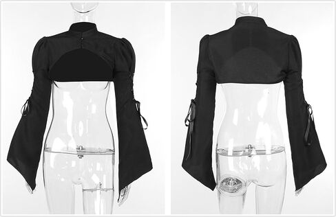 Gothic Bolero Shrug Tops Women Goth Bell Long Sleeve Crop Top in Saudi Arabia