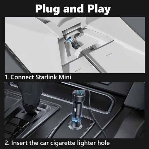 for Starlink Mini Power Cable, 12V-48V Cigarrete Lighter Adapter with Digital Display DC Car Charger Power Cable Waterproof for Starlink Mini 3M/10Ft, Gray in Saudi Arabia