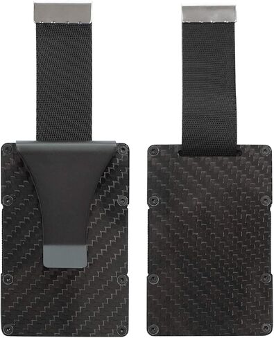 Minimalist RFID Carbon Fiber Wallets, Carbon Fiber Card Holder with Pull Up Tab, Carbon Fiber Wallet with Money Clip | RFID Blocking | Slim, Compact, Minimalist Cash and Credit Card Holder for Men | in Saudi Arabia