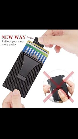 Minimalist RFID Carbon Fiber Wallets, Carbon Fiber Card Holder with Pull Up Tab, Carbon Fiber Wallet with Money Clip | RFID Blocking | Slim, Compact, Minimalist Cash and Credit Card Holder for Men | in Saudi Arabia