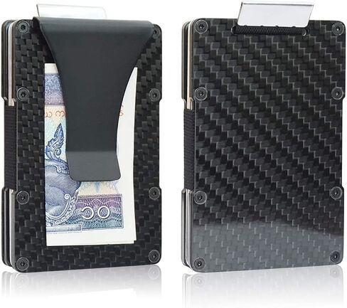Minimalist RFID Carbon Fiber Wallets, Carbon Fiber Card Holder with Pull Up Tab, Carbon Fiber Wallet with Money Clip | RFID Blocking | Slim, Compact, Minimalist Cash and Credit Card Holder for Men | in Saudi Arabia