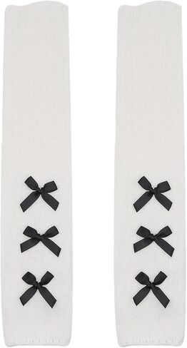 BOLLEY JOSS Long Sleeve Fingerless Gloves Cute Knit Arm Warmers with Thumb Holes for Girls Women in Kuwait