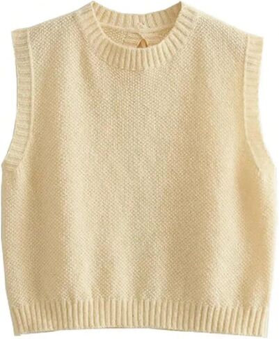 GORGLITTER Women's Y2k Cropped Open Back Tie Sweater Vest Backless Sleeveless Vest Tops in Saudi Arabia