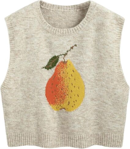 CIDER Knit Round Neckline Pear Graphic Wool-Blend Vest Curve & Plus in Saudi Arabia