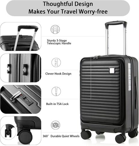 Expandable Carry On Luggage Durable Hardside Suitcases with Spinner Wheels, Lightweight Rolling Luggage with TSA Lock, 20 Inch in Saudi Arabia