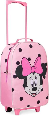 Disney Kids Suitcase - Foldable Trolley Bag 47 x 30cm, 2 Wheels Extendable Handle - Kids Gifts (Black Stitch) in Saudi Arabia