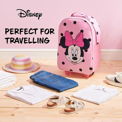 Disney Kids Suitcase - Foldable Trolley Bag 47 x 30cm, 2 Wheels Extendable Handle - Kids Gifts (Black Stitch) in Saudi Arabia