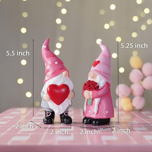 Gnomes Valentines Decorations Table Ornaments - 2 Pc Christmas Gnomes Figurines Valentine's Day Decor Gifts for Him Resin Handmade Sweet Mr and Mrs Gnomes Decor for Home 5.25H inch Newman House Studio in Saudi Arabia