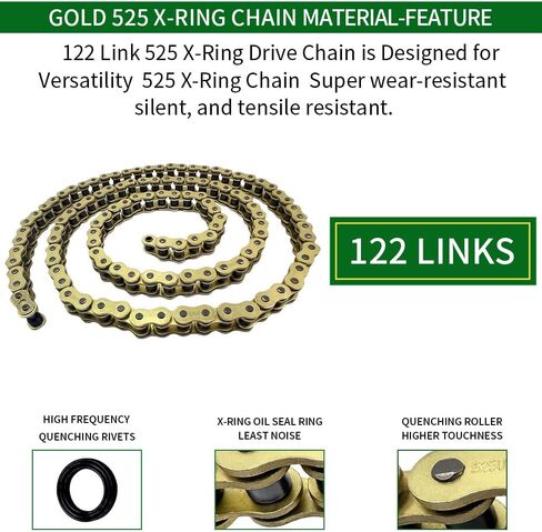 Gold 525 X-Ring Chain 122 Links Motorcycle Chain with Connecting Master Link OEM #T2015075 94582-31122-00 06405-MAY-P10 06405-MY1-P00 in Saudi Arabia