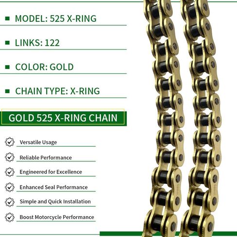 Gold 525 X-Ring Chain 122 Links Motorcycle Chain with Connecting Master Link OEM #T2015075 94582-31122-00 06405-MAY-P10 06405-MY1-P00 in Saudi Arabia