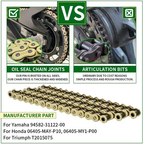 Gold 525 X-Ring Chain 122 Links Motorcycle Chain with Connecting Master Link OEM #T2015075 94582-31122-00 06405-MAY-P10 06405-MY1-P00 in Saudi Arabia