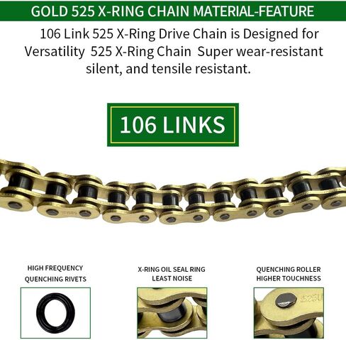 Gold 525 X-Ring Chain 122 Links Motorcycle Chain with Connecting Master Link OEM #T2015075 94582-31122-00 06405-MAY-P10 06405-MY1-P00 in Saudi Arabia