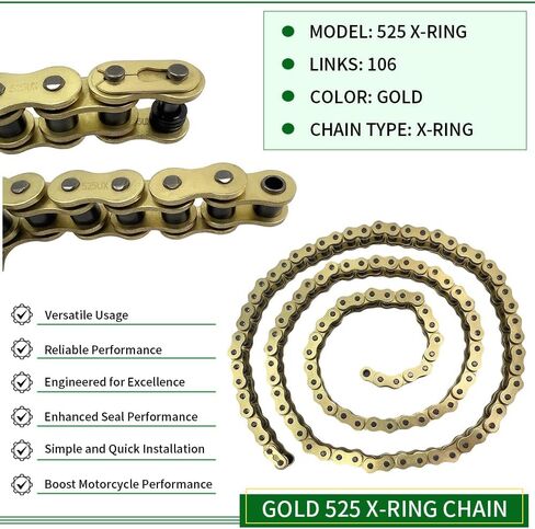 Gold 525 X-Ring Chain 122 Links Motorcycle Chain with Connecting Master Link OEM #T2015075 94582-31122-00 06405-MAY-P10 06405-MY1-P00 in Saudi Arabia