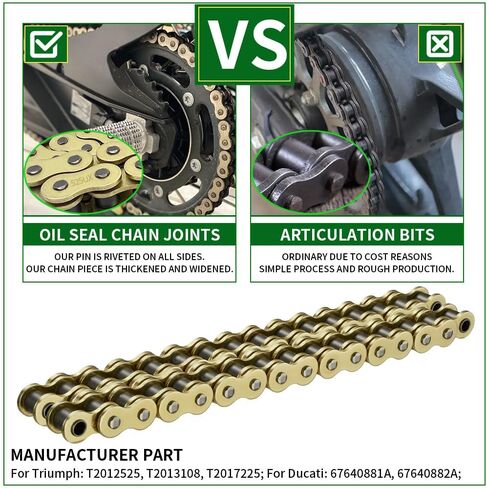 Gold 525 X-Ring Chain 122 Links Motorcycle Chain with Connecting Master Link OEM #T2015075 94582-31122-00 06405-MAY-P10 06405-MY1-P00 in Saudi Arabia